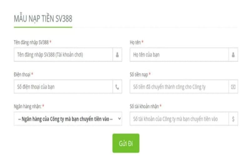 Hướng dẫn chi tiết bước nạp tiền vào SV388